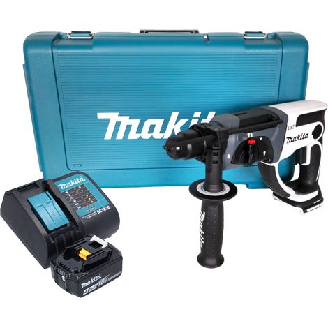 Makita DHR 202 SM1W Trapano a percussione a batteria 18 V 20 mm 2,0 J bianco + 1x batteria 4,0 Ah + caricabatterie + custodia