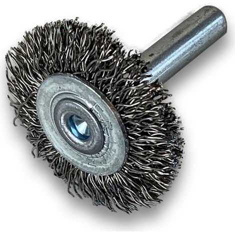 Brosse circulaire métallique sur tige Ø 30 mm Fil inox dur - Quantité x 1 - Ø 30 mm - Ep. 8 mm - Inox dur