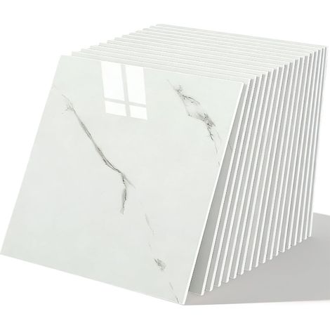 Lot de 20 Carreaux Adhesif Mural Salle de Bain, 30x30cm Carrelages PVC Adhesive Imperméables et Anti-Taches, Credence en Marbre Auto-Adhésifs pour Cuisine, Salon et Mur Derrière Téléviseur (1/5)