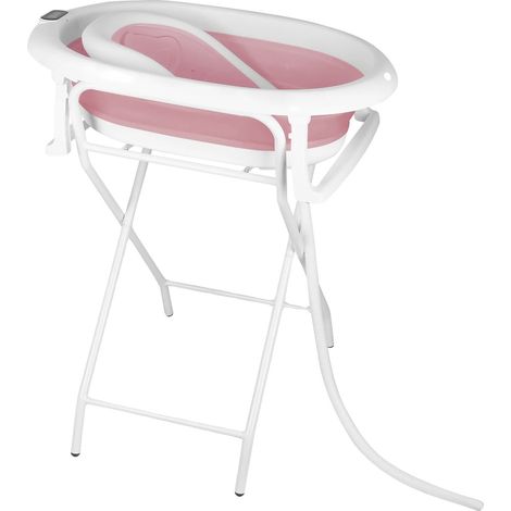 Baignoire pour bébé, siège de bain ergonomique, thermomètre intégré, Rose (1/2)