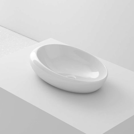 Lavabo à poser OVAL-MB céramique 49x13x30 cm blanc (1/5)