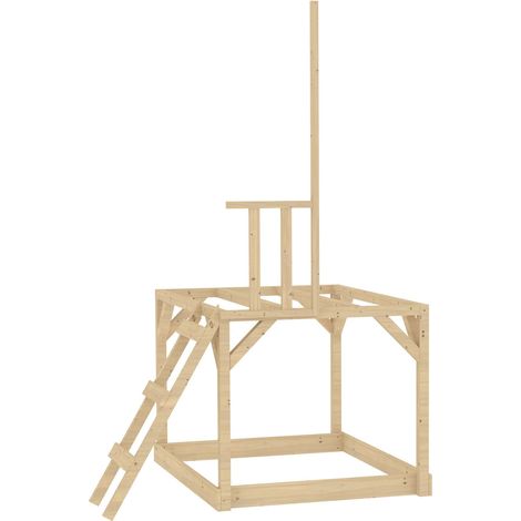 Plateforme pilotis avec balcon naturel pour maisonnette modulable en bois FSC®