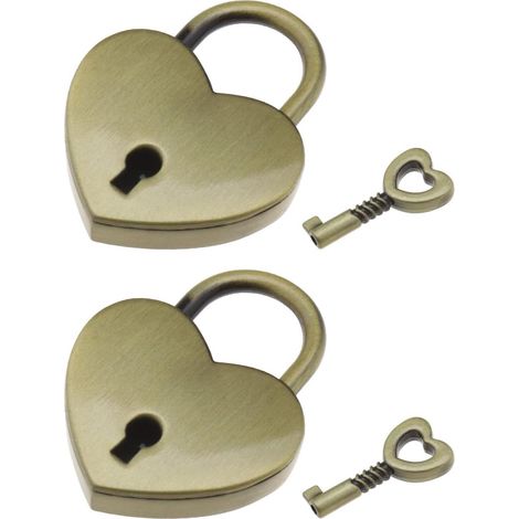 Ensemble de mini cadenas en métal, cadenas vintage en forme de cœur avec clés pour carnets de bagages, 30 x 39 mm (1/5)