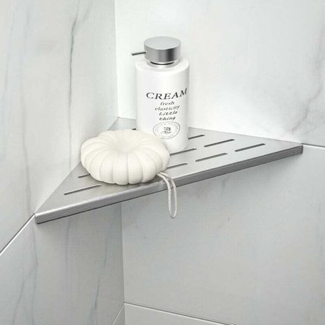 Mensola angolare, mensola per doccia in acciaio inox, mensola a incasso per doccia, adatta come porta shampoo da bagno, argento