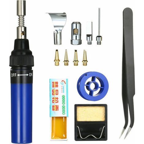 HONORNIC - Lot de 13 fers à souder à gaz 3 en 1 de type stylo à souder à gaz (bleu) (1/5)