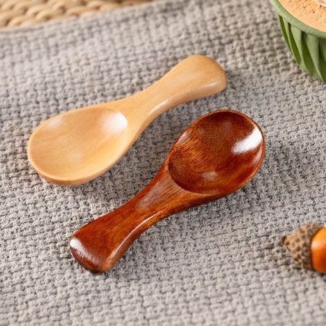 Cucharas de madera pequeñas (4 piezas): Cuchara de café, cuchara de postre, cuchara de sal, cuchara de madera reutilizable, cucharilla, 8,53 cm (1/5)