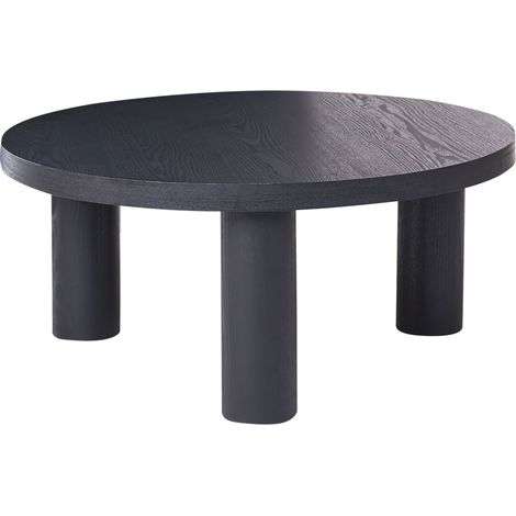 Table Basse Moderne Scandinave en Aggloméré 80 cm avec Plateau Rond Noire Maumee