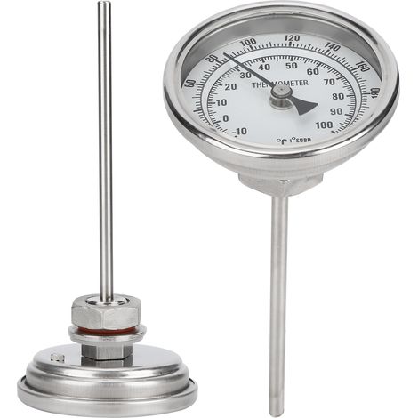 Edelstahl-Thermometer mit 1/2-Zoll-NPT-Gewinde, geeignet für Braukessel, 0–220 °F / 10–100 °C (1/5)