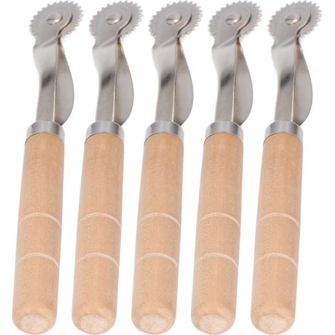 Lot de 5 roulettes de traçage en acier inoxydable, manche en bois, outil de couture pour marquer et perforer (1/5)