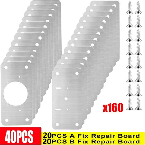 (40 pièces - (20 paires)) Plaque de réparation de charnières pour meubles, tiroirs, armoires, placards de cuisine, kit de montage d'outils ménagers (1/5)