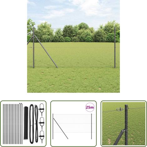 vidaXL Sécurité extérieure - Poteau de clôture. Gris 25 x 1,4 m (maillage de 25 mm) (1/5)