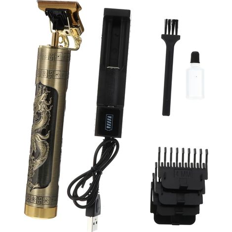 Tondeuse à cheveux électrique rétro avec kit de têtes de coupe huilées pour salon de coiffure à domicile (1/5)