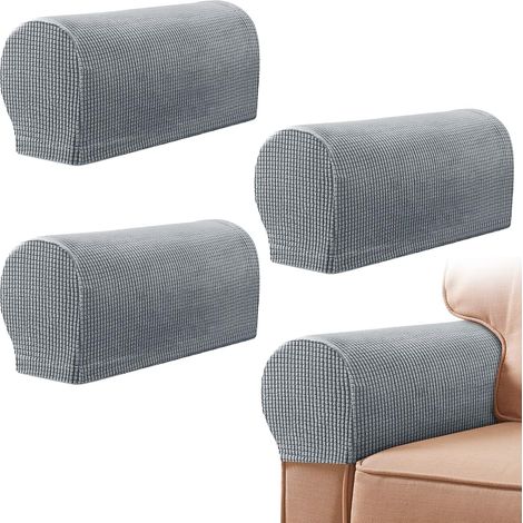 Set di 4 copribraccioli per divano - Elastici, impermeabili e antimacchia - Grigio chiaro (1/5)