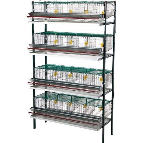 Verzinkter Vogelkäfig mit 16 Abteilen, mit Futtertrögen und Tränken, 105x47x172 cm