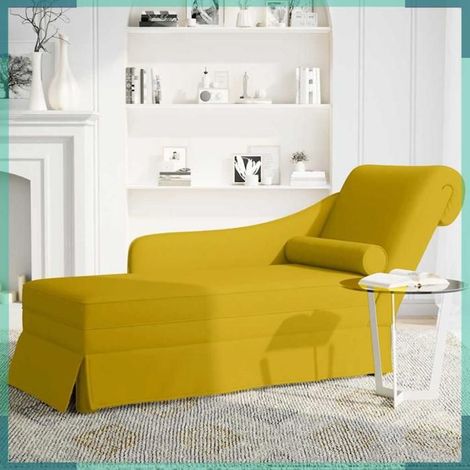 Fauteuil long - 4009788 - Velours jaune - Accoudoir droit - 145 x 56 x 70 cm (1/5)
