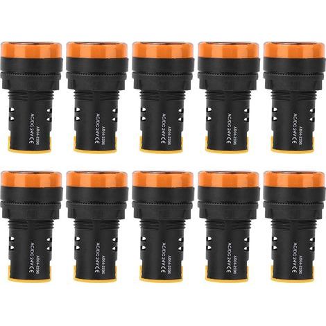 10 pièces LED BERM voyant lumineux d'alimentation 24V lampe à économie d'énergie φ22mm AD16-22d S (Jaune) (1/5)