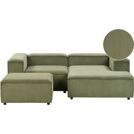 Modular Corner Sofa 3 Seater ARDAL Corduroy Green Left Hand