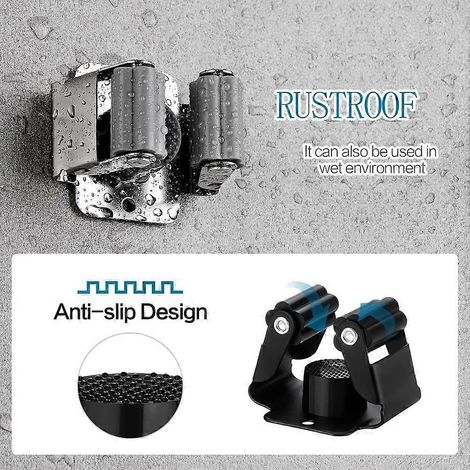 Support pour balai et serpillière (24 pièces), support robuste pour outils de jardin, manche de râteau et de pelle, kit de suspension pour balai en acier inoxydable (1/4)