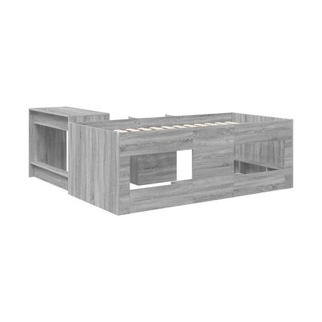 Lit haut Sonoma gris 2 pièces (pour enfants, bureau inclus), idéal chambre à coucher, style moderne, montage simple (1/5)