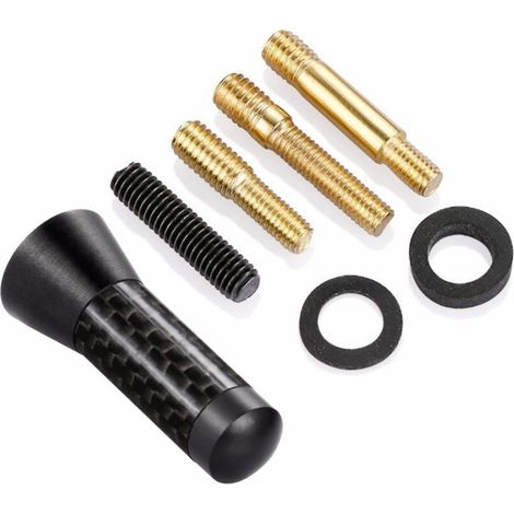Antena de coche de 3,5 cm, miniantena universal corta para coche, mástil de aluminio negro corto, fibra de carbono, atornillable, para vehículos con antena externa. (1/5)