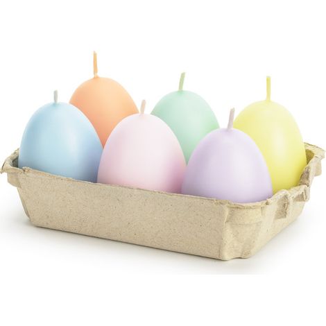 Velas de huevo 6 uds., mezcla, 7 cm (1 paquete / 6 uds.) (1/5)