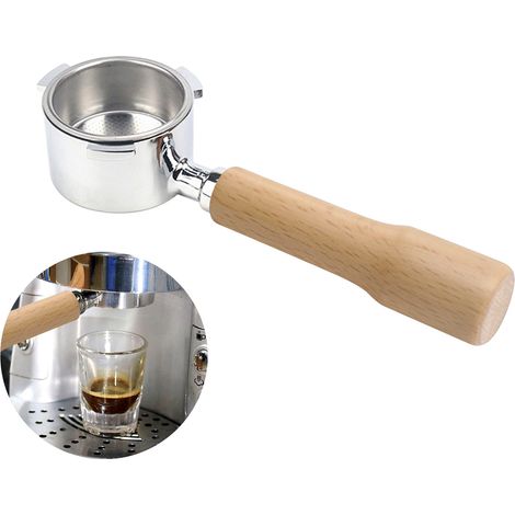 Porte-filtre sans fond Aoresac pour Delonghi EC680 EC685 51mm alliage zinc poignée bois panier inclus extraction pro (1/5)