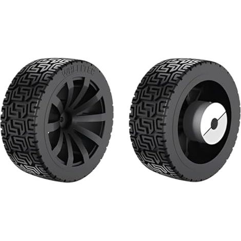 Lot de 2 pneus de voiture RC 65 mm de diamètre - Pneus en caoutchouc porteurs de charge et 2 pièces d'alésage de 8 mm - Accouplement d'arbre pour mini robot intelligent - Roue de rechange et (1/3)
