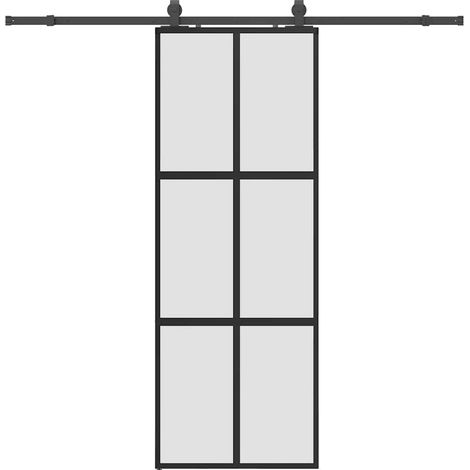 Maison Exclusive - Schiebetür mit Beschlag Schwarz 76x205 cm Hart