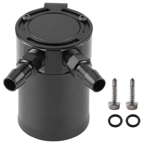 Récupérateur d'huile à déflecteur compact universel en alliage d'aluminium 2 ports noir (1/5)