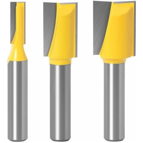 [JAMAIS UTILISÉ]8mm Fraises Droites Router Bit Fraise à Bois Motif de Garniture Routeur Bits Embout à Pointe de Fraise en Carbure Outil de Travail du Bois 3 Pièces Ensemble (1/4)