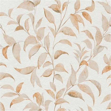 Country style wallpaper wall Profhome 389623 hot embossed non-woven wallpaper textured with floral ornaments shimmering cream cream pastel orange beige 5,33 m2 (1/5)
