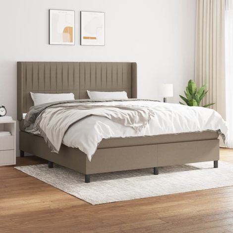 vidaXL Sommier à lattes de lit avec matelas Taupe 160x200 cm Tissu (1/5)