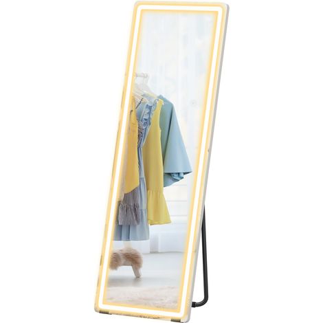 Miroir Pleine Longueur avec Lumières 150x50 cm 3 Températures de Couleur Réglable Sans Cadre Transparent