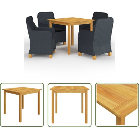 The Living Store Ensemble à manger de jardin 5 pcs Gris foncé - Meubles De Jardin - Salon De Jardin - Set De Table - Mobilier De Jardin - Table Basse (1/5)