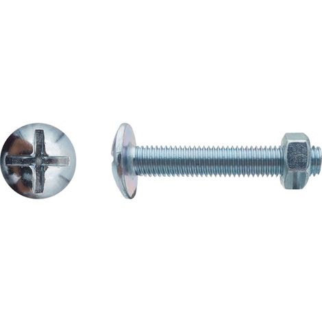 Boulon poêlier tête ronde large fendue en croix NFE 25129 ISO 4032 Zingué - 6 x 25 mm - BIVI