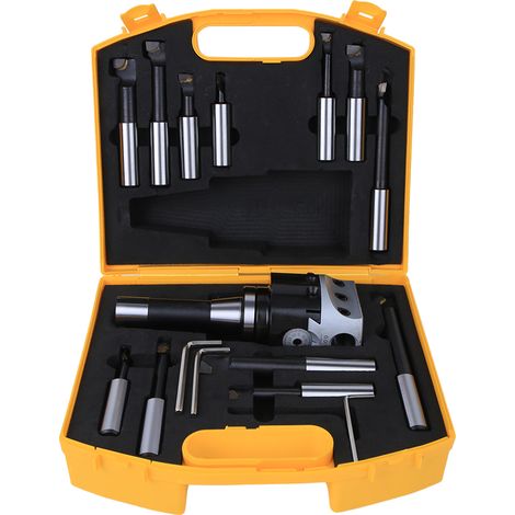 Jeu de tête d'alésage 40CR, haute précision, outillage CNC, kit R8 F1-3/4", 12 pièces, fraisage industriel. (1/5)