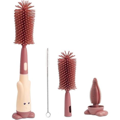 brosse Biberon En Silicone, Brosse De Nettoyage De Biberon 3 En 1, Brosse Biberon Et Ttines Pour Biberons De Toutes Tailles, Durable, Sans Bpa,