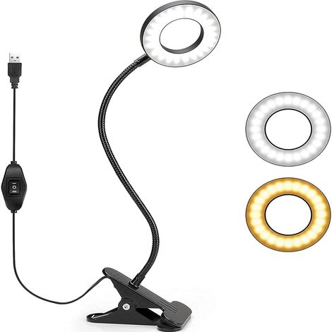 Lampe de bureau LED, lampe de lecture à pince, lumière chaude et froide réglable (2 modes), utilisation à distance. (1/3)
