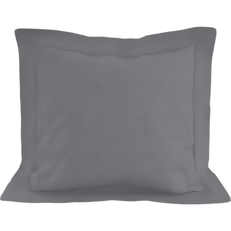 Filiyano – oreiller en coton 57 – Taie d'oreiller en coton 57 fils, 63 x 63 cm, gris uni, par Soleil d'ocre. (1/5)