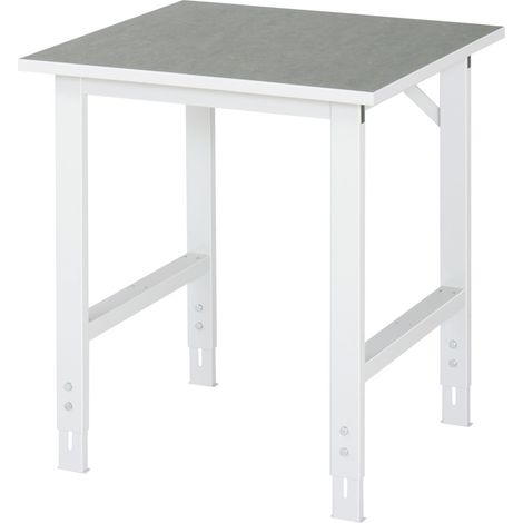 Arbeitstisch B750xT800xH760-1080mm Arbeitsplatte Linoleum Gestell lichtgrau RAU (1/4)