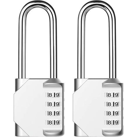 Lot de 2 cadenas à combinaison - Cadenas anti-rouille à 4 chiffres - Résistant aux intempéries - Idéal pour les vestiaires à l'école, à la salle de gym, les armoires, les boîtes à outils, etc (1/5)