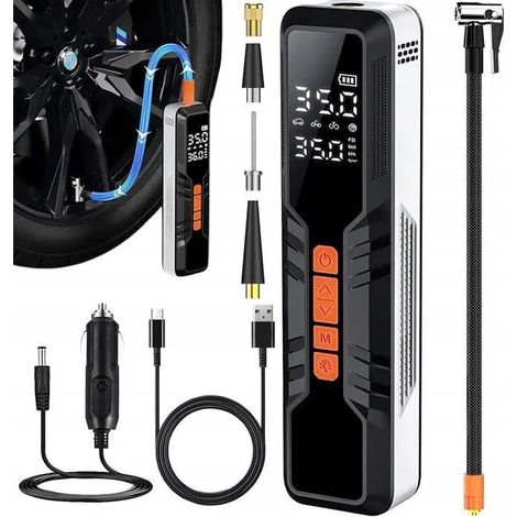 Gonfleur Pneus Voiture Sans Fil 6000mAh Mini Compresseur Air 150PSI Lumière LED Câble Allume-Cigare 3M (1/5)