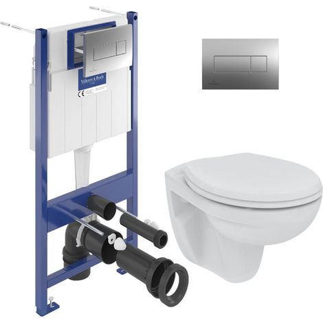 ViConnect Pro S Pack Bâti-support Villeroy & Boch + WC Porcher sans bride + Abattant + Plaque (ViConnectPorcher-1)