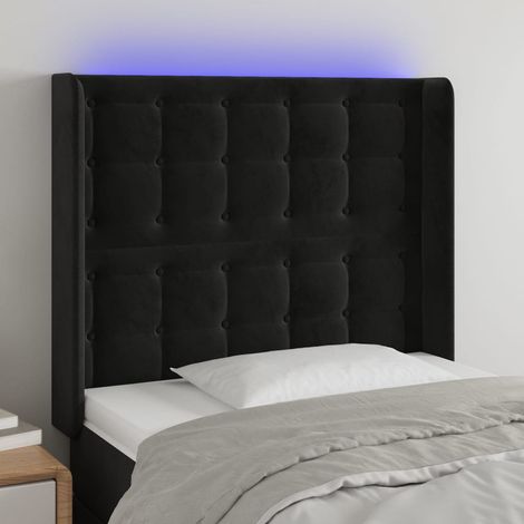 Tête de lit Décoratif à LED Noir 93x16x118/128 cm Velours -BV91621 (1/5)