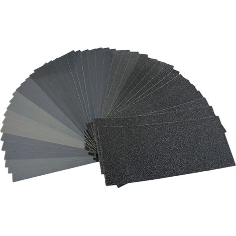 42 Feuilles papier de verre, 23x9cm, carbure de silicium, ponçage à sec et à l'eau, métal bois automobile (1/5)