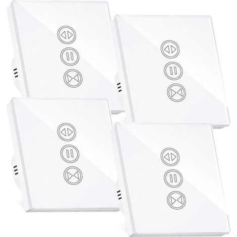 Interrupteur connecté pour volet roulant Compatible Alexa et Google Home Tactile rétroéclairé Programmable via application Lot de 4 (1/4)