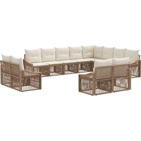 Gartensofa-set 12 pcs Beige Poly-Rattan vidaXL