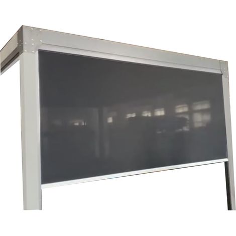 Green Outside – Rideau frontal manuel 5m pour pergola – Coffre aluminium RAL2900 – Résistant au vent – Toile PVC 470g/m²
