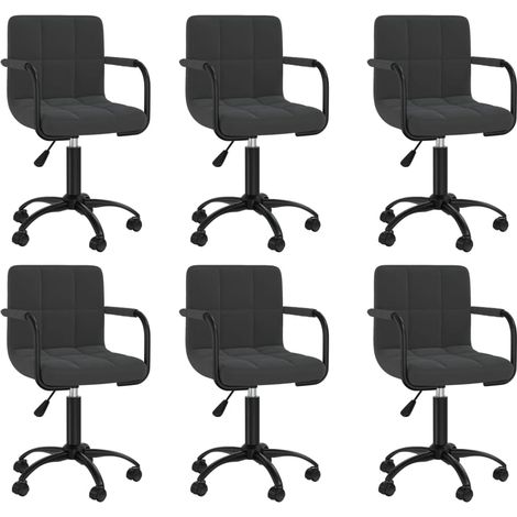Lot de 6 chaises de salle à manger sur roulettes siège pivotant hauteur réglable en velours noir DEC025447 (1/5)