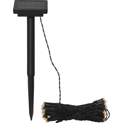 Star Trading Chaîne d'éclairage solaire de base, LED, extérieur, noir, capteur crépusculaire, blanc chaud, 10 m